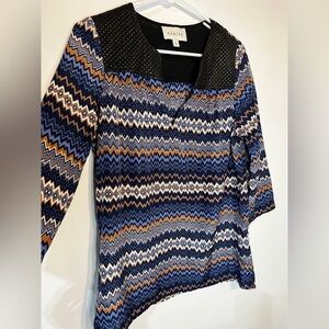 SABINE multicolor striped quilted faux leather boho western blouse size small